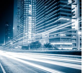 the light trails on the modern building background in shanghai china.